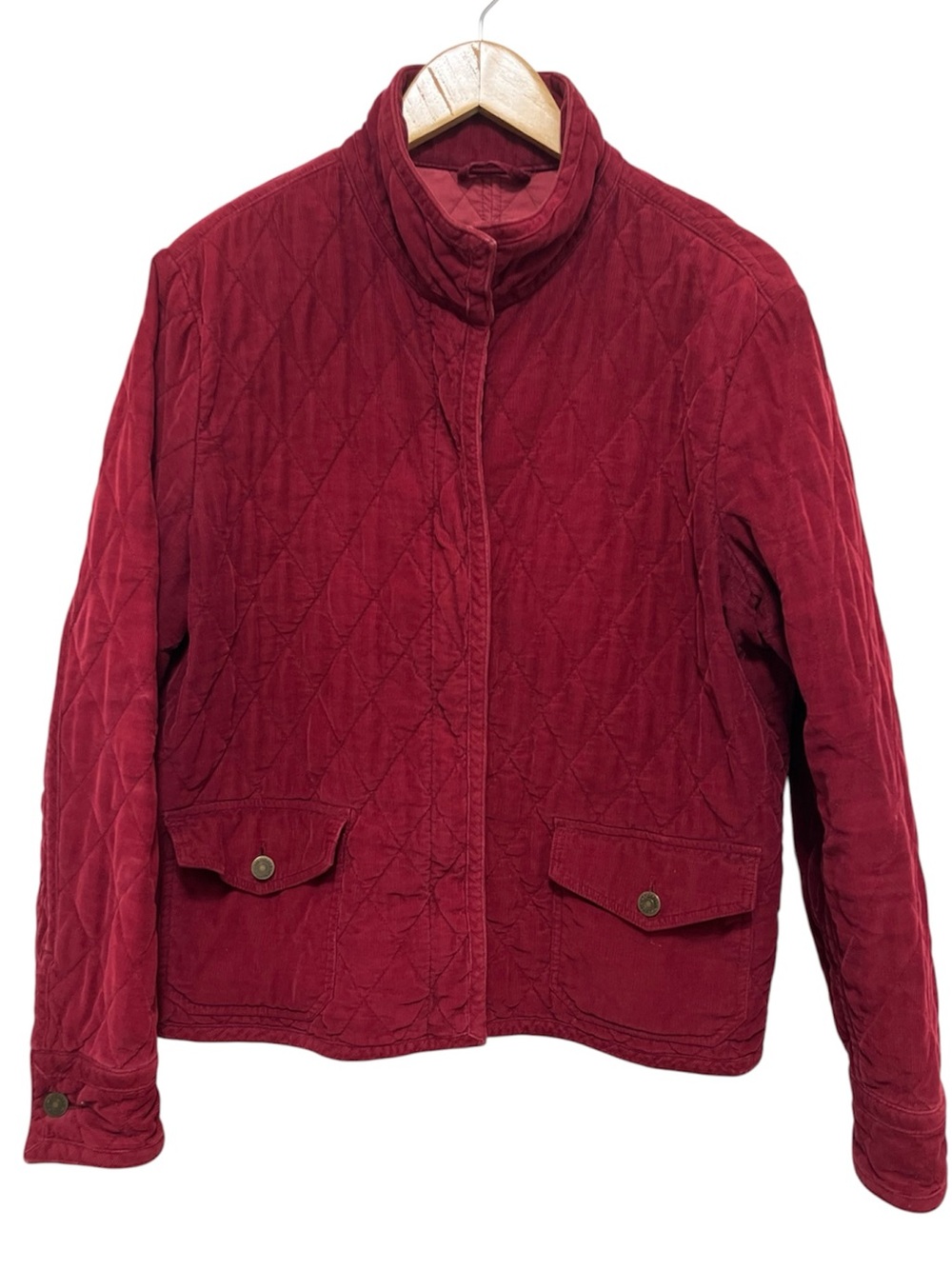 Eddie Bauer Vintage 90s Quilted Corduroy Maroon Chore Coat Size XL